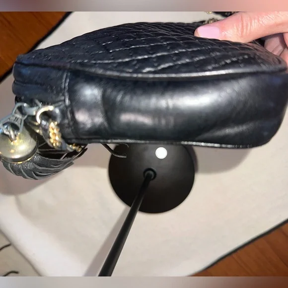 Bally Quilted Lambskin Crossbody | Leather Interior |Gold Chain Camera Bag - Picture 5 of 11